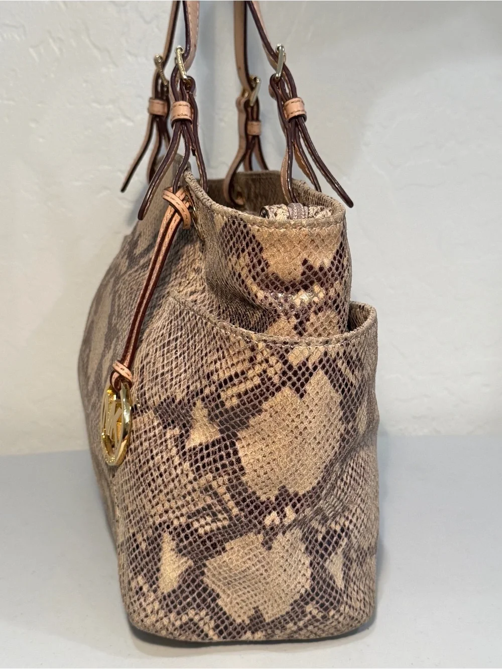 Michael Kors Jet Set Medium Python-Embossed Leather Tote Bag